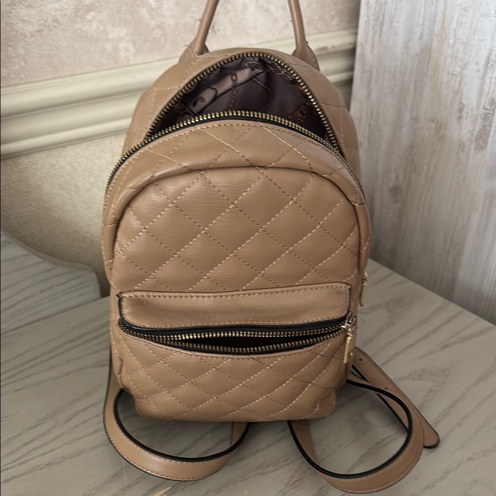 Tan Quilted Backpack